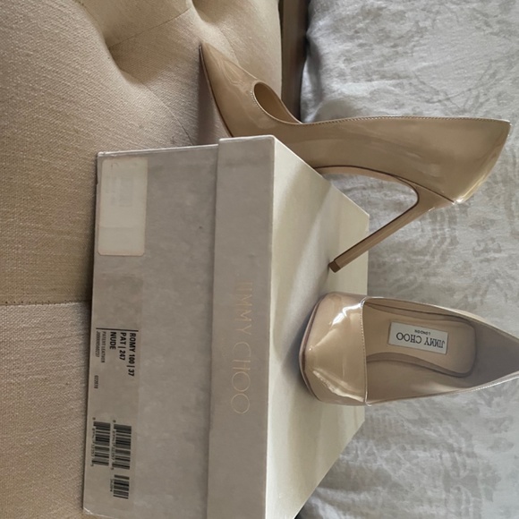 Jimmy Choo Romy 100 in Nude Patent Leather - Picture 4 of 6